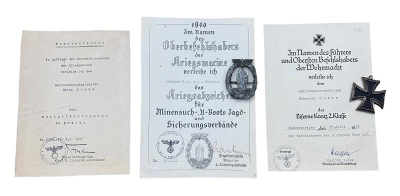 Kriegsmarine Award Documents and Awards