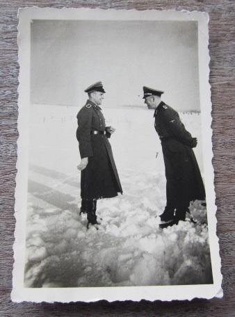 SS Photograph SS NCO and SS Officer in the snow
