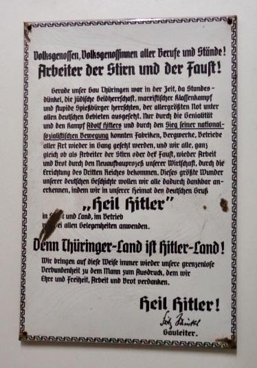 Third Reich Enamel plate Gau Thüringen
