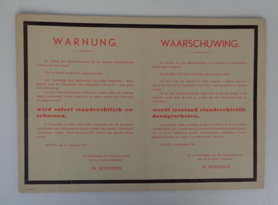 Wehrmacht Announcement Poster Arnhem Sept 1944