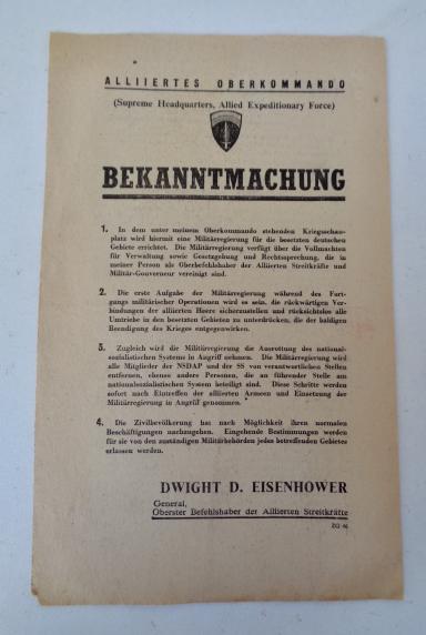 US WW2  to German Announcement Flyer