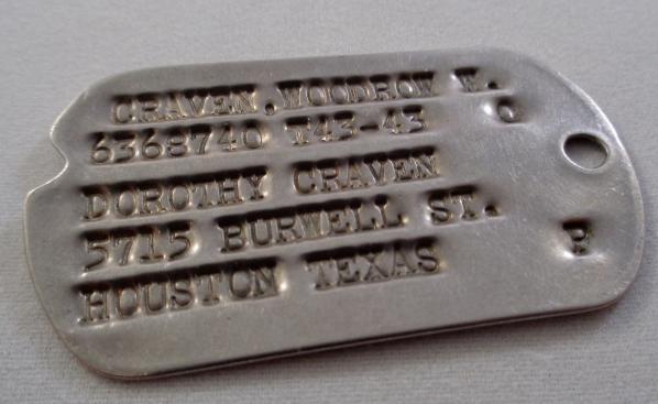 US WW2 single Dog Tag