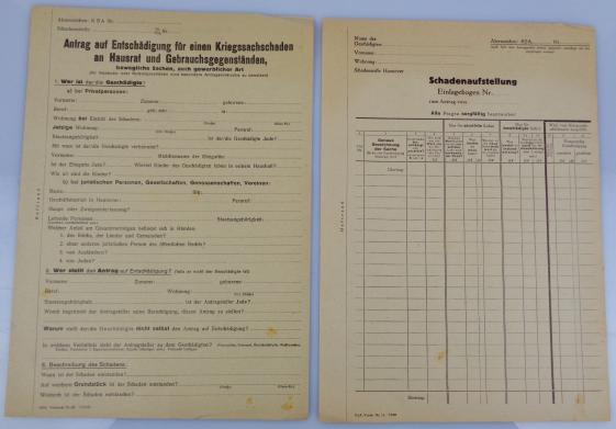 Third Reich Insurance Forms War Damage