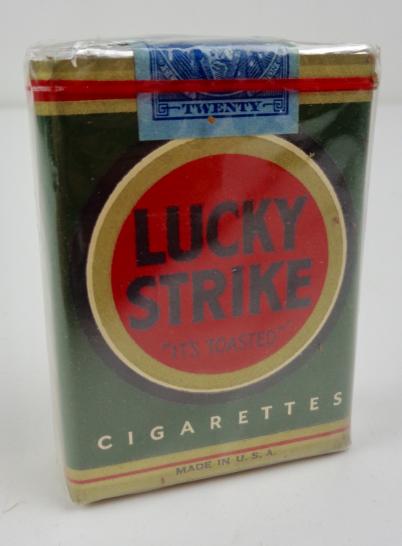 US WW2 Lucky Strike Cigarettes in early green package