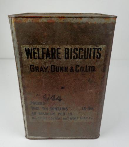 British WW2 metal Wellfare Biscuits Can