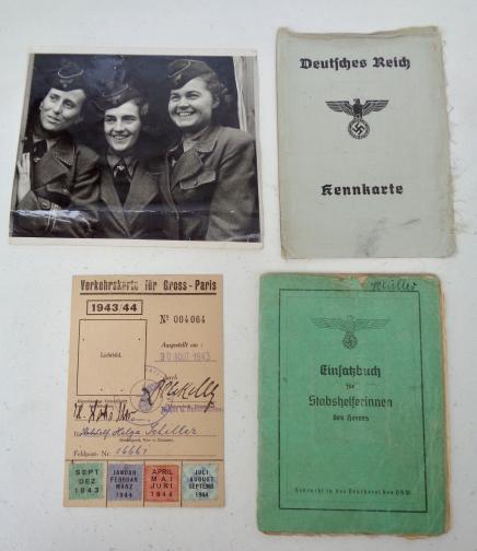Wehrmacht Stabshelferin Cap and Documents