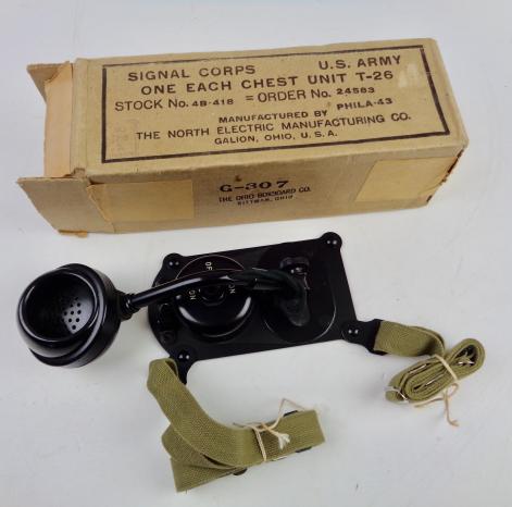 Rare U.S Army WWII era Signal Corps T-26 Chest Microphone Unit