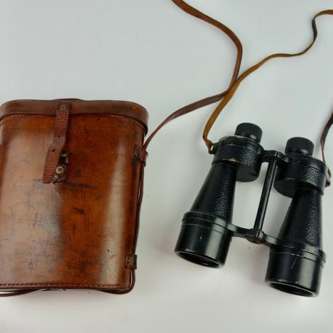 British WW2 x7 Binoculars in Leather Case