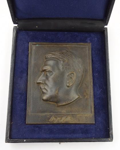 Bronze cased Adolf Hitler Plaque