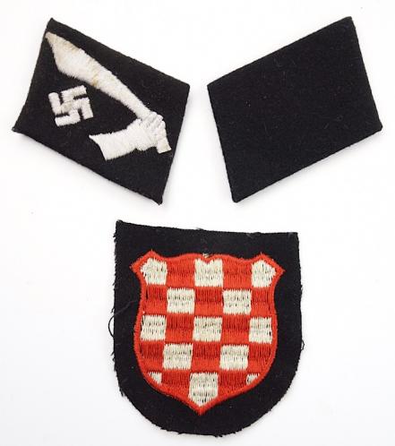WaffenSS Hanschar (Croätion) Collar Tabs and Sleeve Shield