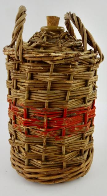 British WW2 Porcelain Rum Jar in Wicker Frame