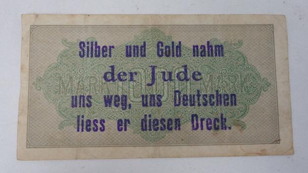 Third Reich Reichsmark Bank Note with anti Jew print