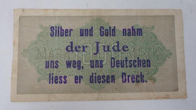 Third Reich Reichsmark Bank Note with anti Jew print