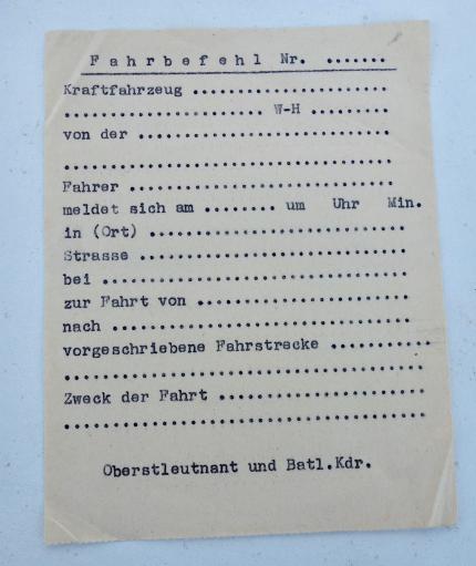 Wehrmacht Driving Order