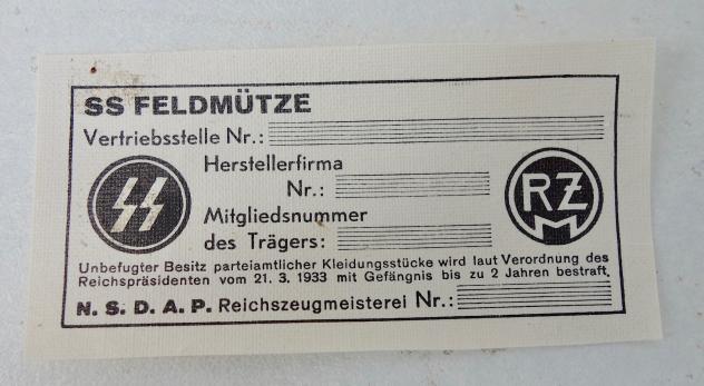 Un-issued AlgemeineSS/RZM Cap Label