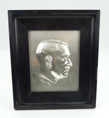 Framed metal Adolf Hitler Plaque