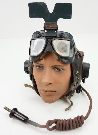 British WW2 RAF Flight Cap with rare early Goggles