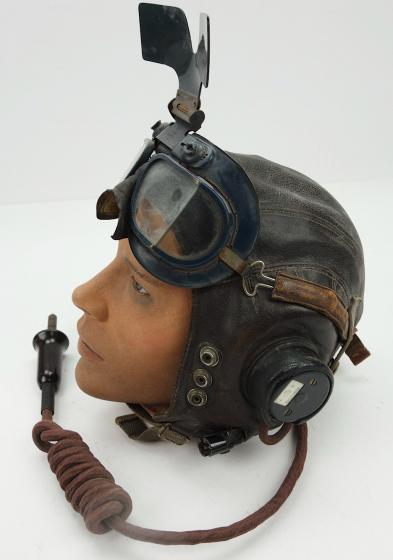 British WW2 RAF Flight Cap with rare early Goggles