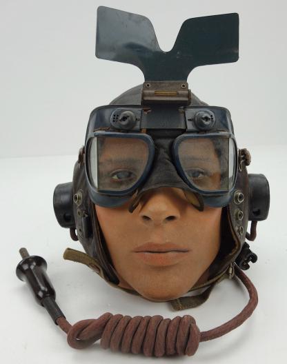 British WW2 RAF Flight Cap with rare early Goggles