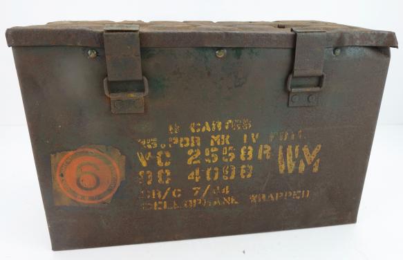 British WW2 steel 25 Ponder Shell Box with 8 Shells