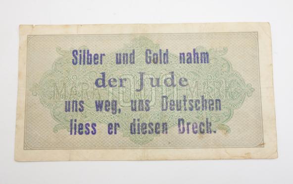 Third Reich Reichsmark Bank Note with anti Jew print