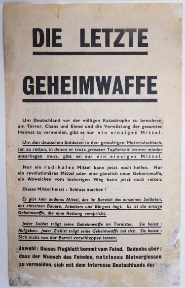 IMCS Militaria | Allied Propaganda Flyer About Hitlers Secret Weapons