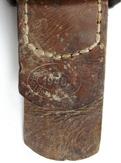 Wehrmacht steel Belt Buckle with leather Tab