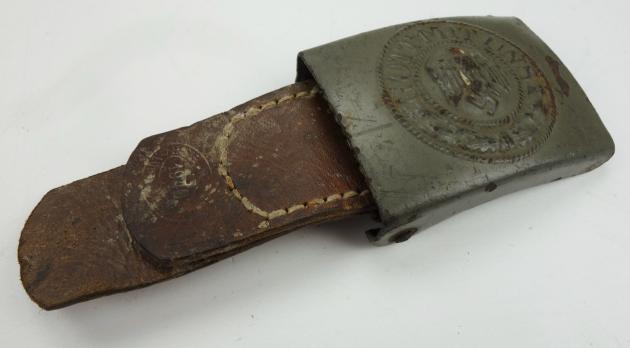 Wehrmacht steel Belt Buckle with leather Tab