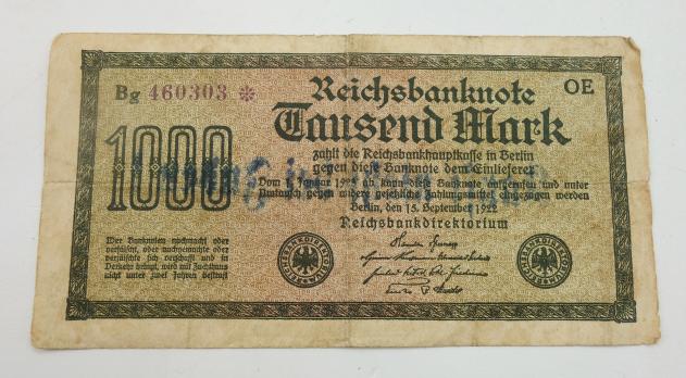 Third Reich Reichsmark Bank Note with anti Jew print