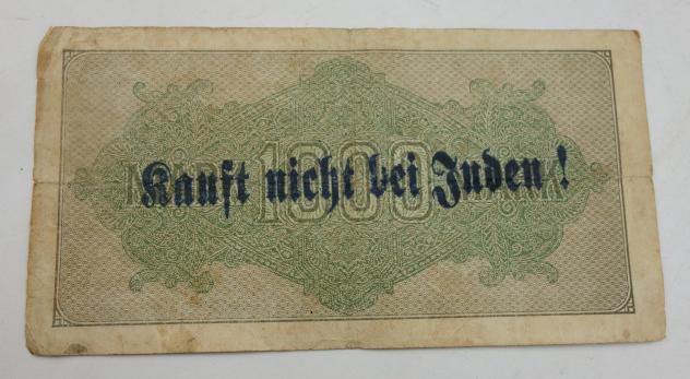 Third Reich Reichsmark Bank Note with anti Jew print