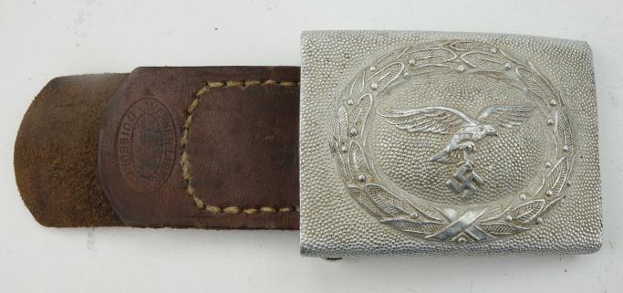 Luftwaffe Aluminum Belt Buckle with leather Tab