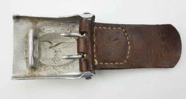 Luftwaffe Aluminum Belt Buckle with leather Tab