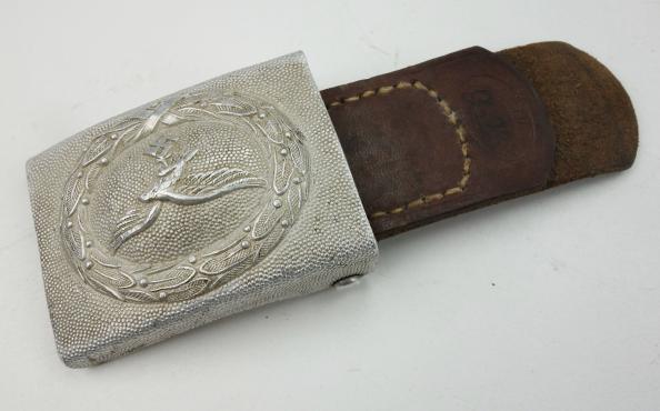 Luftwaffe Aluminum Belt Buckle with leather Tab
