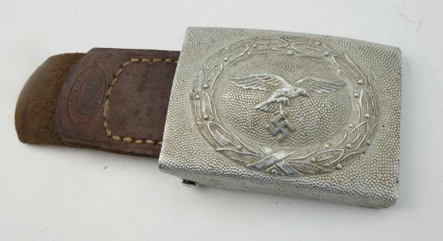 Luftwaffe Aluminum Belt Buckle with leather Tab