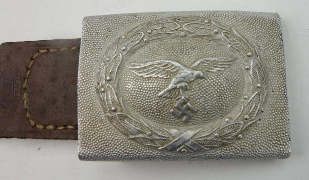 Luftwaffe Aluminum Belt Buckle with leather Tab