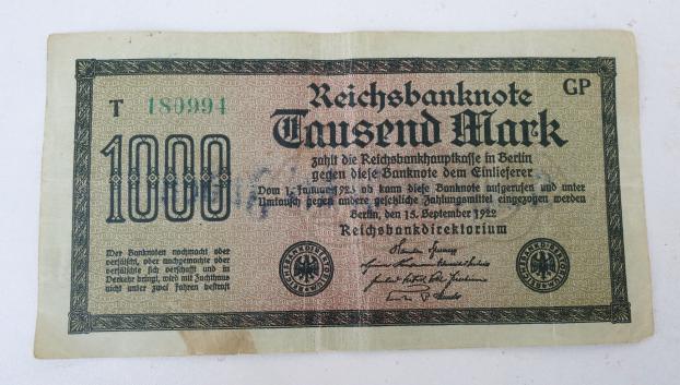 Third Reich Reichsmark Bank Note with anti Jew print