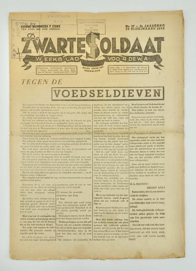 Dutch NSB Newspaper De Zwarte Soldaat