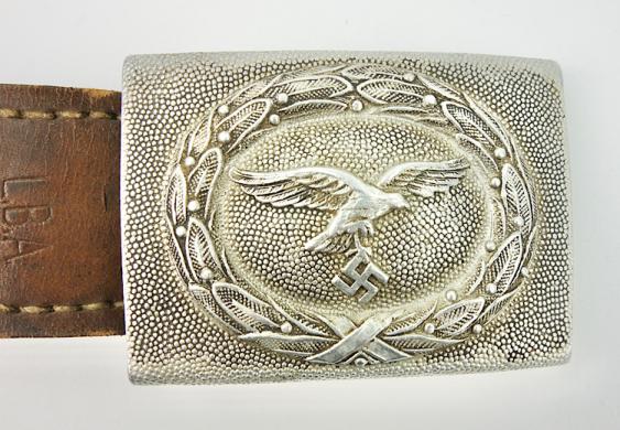 Luftwaffe aluminum Belt Buckle with leather Tab