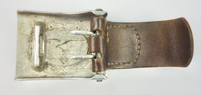Luftwaffe aluminum Belt Buckle with leather Tab