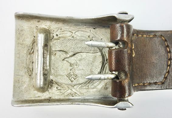 Luftwaffe aluminum Belt Buckle with leather Tab