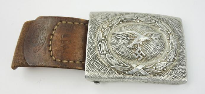 Luftwaffe aluminum Belt Buckle with leather Tab