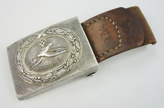 Luftwaffe aluminum Belt Buckle with leather Tab