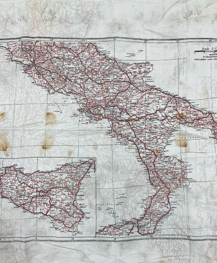 British WW2 Silk RAF Escape Map Italy