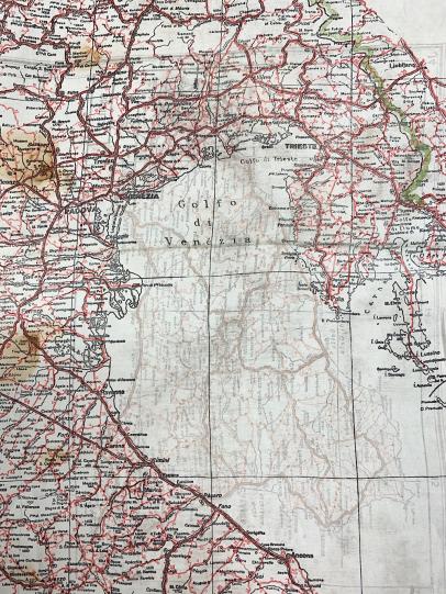 British WW2 Silk RAF Escape Map Italy