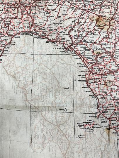 British WW2 Silk RAF Escape Map Italy