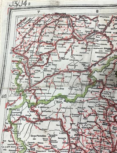 British WW2 Silk RAF Escape Map Italy