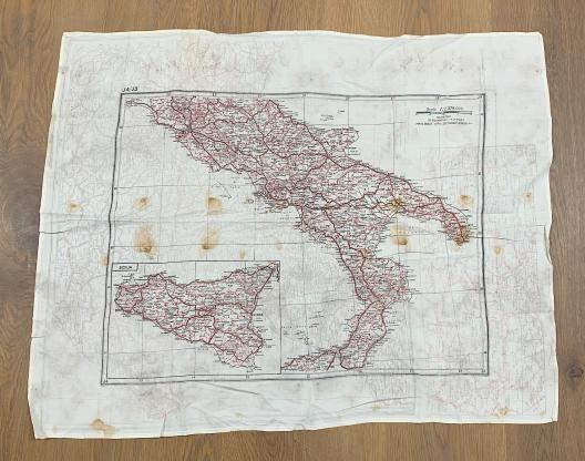 British WW2 Silk RAF Escape Map Italy