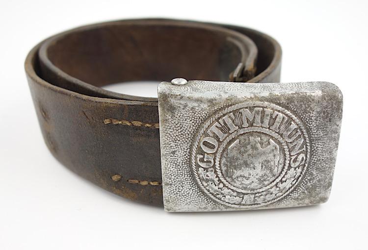De-nazified Wehrmacht Belt Buckle with Belt