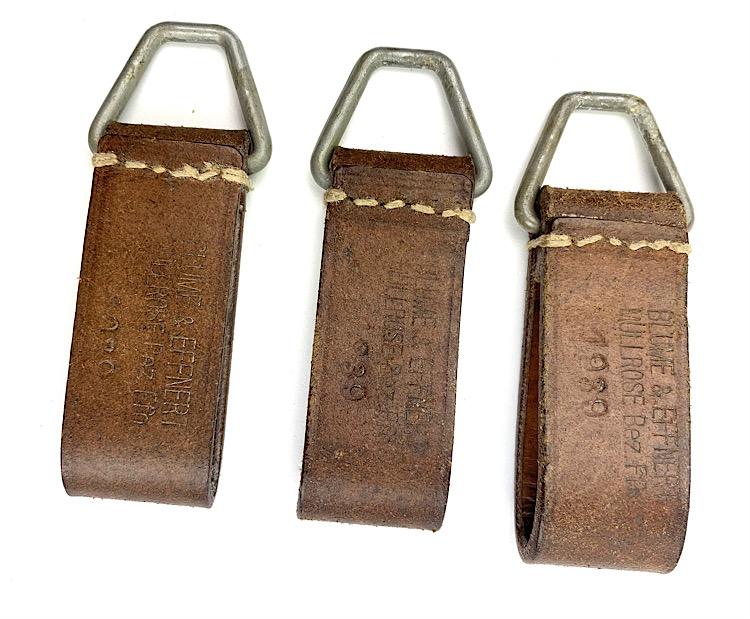3 Wehrmacht brown leather D straps