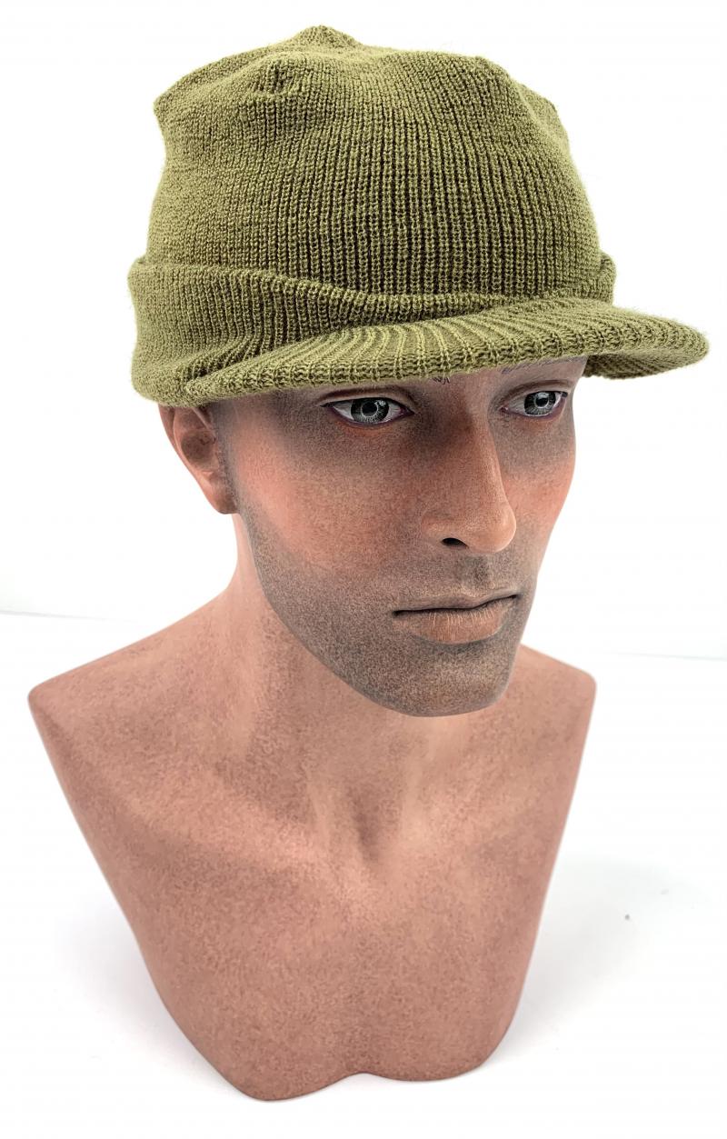 Red Lambswool Ribbed Knit Cap